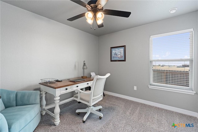 2446 Moreno Spur, Temple, TX 76501 - office space with carpet, baseboards, and ceiling fan