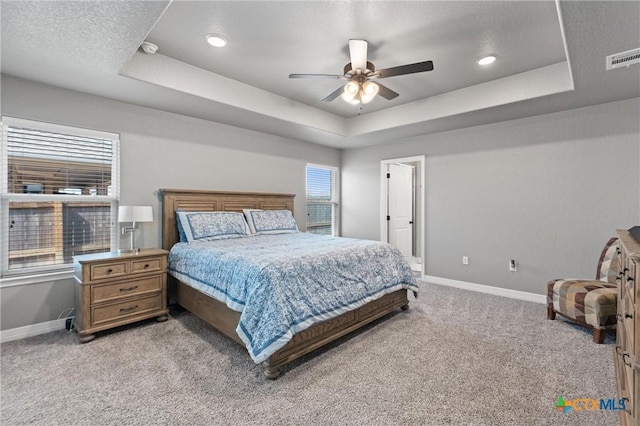 2446 Moreno Spur, Temple, TX 76501 - bedroom with a raised ceiling, baseboards, visible vents, and light colored carpet
