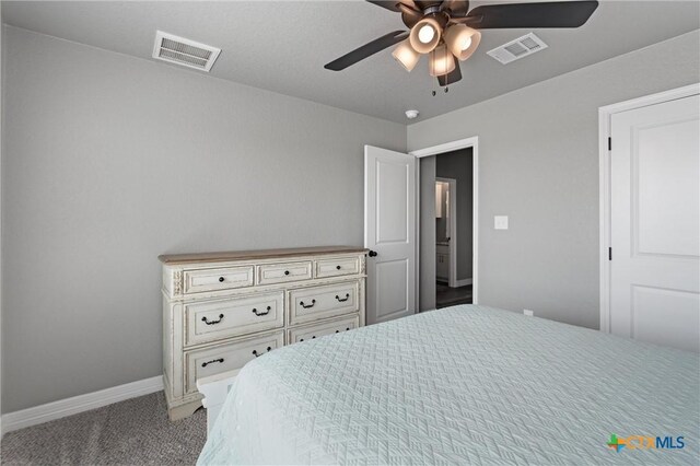 2446 Moreno Spur, Temple, TX 76501 - bedroom featuring visible vents, baseboards, a ceiling fan, and carpet floors