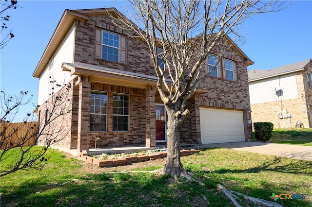 2109 Vernice Dr, Copperas Cove, TX 76522 - traditional home with concrete driveway, brick siding, a garage, and fence