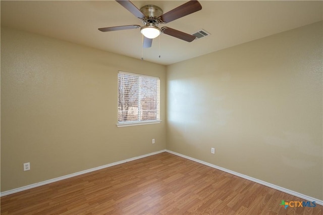 2109 Vernice Dr, Copperas Cove, TX 76522 - spare room featuring baseboards, a ceiling fan, visible vents, and light wood-style floors