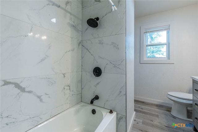 4013 Valley View Dr, Temple, TX 76502 - bathroom with vanity, shower / bathtub combination, toilet, and wood finished floors