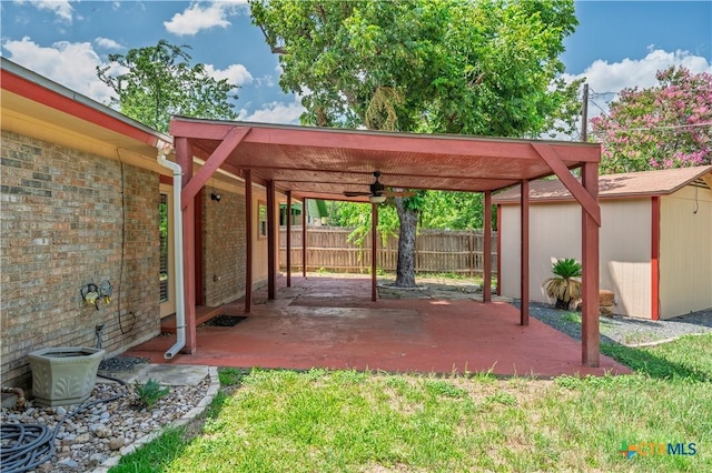 409 W Mary Jane Dr, Killeen, TX 76541 - view of patio / terrace featuring ceiling fan and a carport