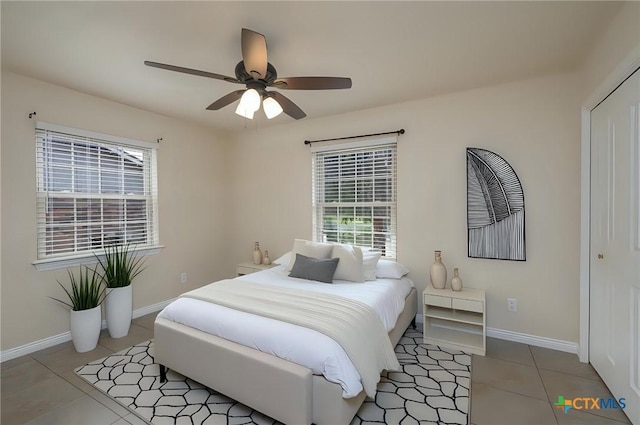 409 W Mary Jane Dr, Killeen, TX 76541 - bedroom with tile patterned floors and a ceiling fan