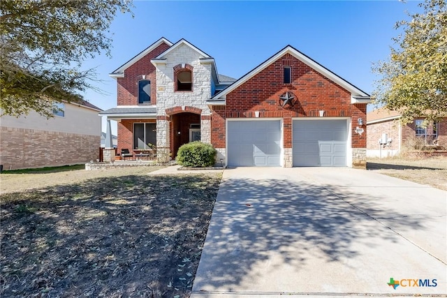 front of property with a garage and covered porch