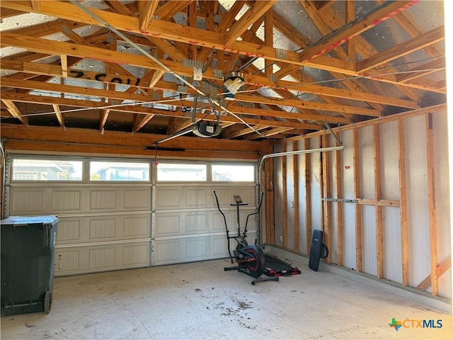 garage with a garage door opener