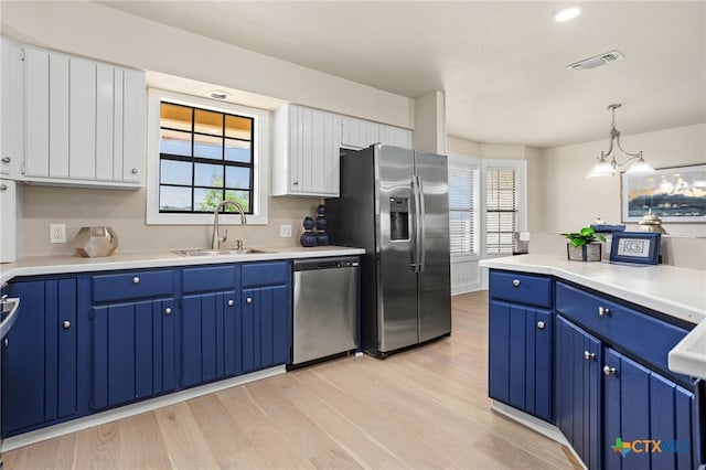 kitchen featuring plenty of natural light, stainless steel appliances, light wood-style flooring, and a sink