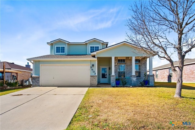 5607 Schorn Dr, Killeen, TX 76542 - craftsman inspired home featuring a front yard, driveway, and brick siding