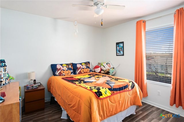 5607 Schorn Dr, Killeen, TX 76542 - bedroom featuring wood finished floors, a ceiling fan, and baseboards
