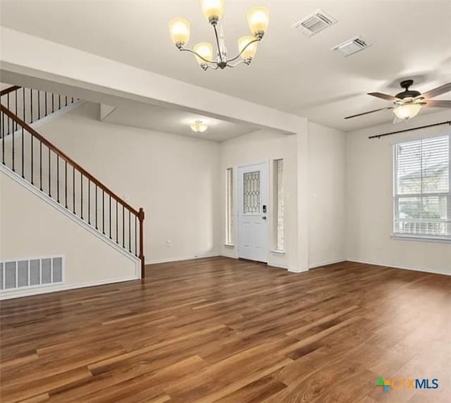 5561 Perdita Dr, Belton, TX 76513 - interior space featuring wood finished floors, visible vents, and stairs