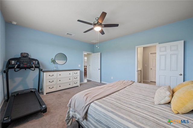11820 Offaly Dr, Austin, TX 78754 - carpeted bedroom with a ceiling fan and ensuite bath