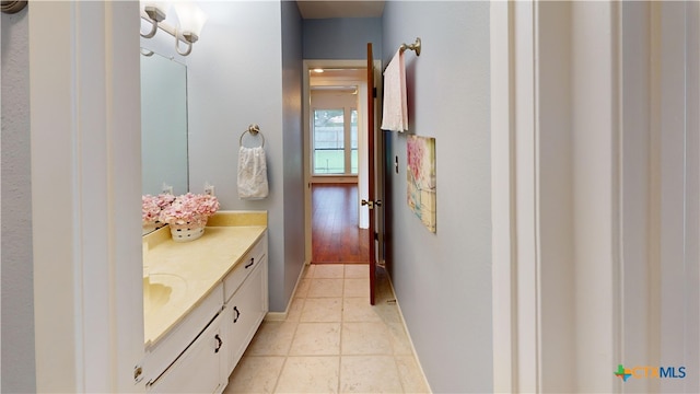 210 Londonderry Dr, Victoria, TX 77901 - bathroom with vanity and tile patterned floors