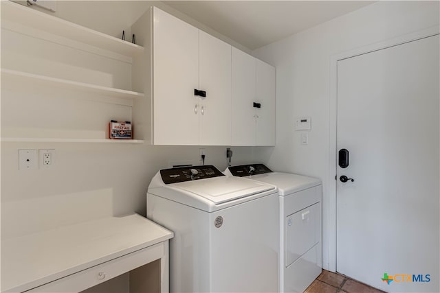 laundry area with cabinets and independent washer and dryer