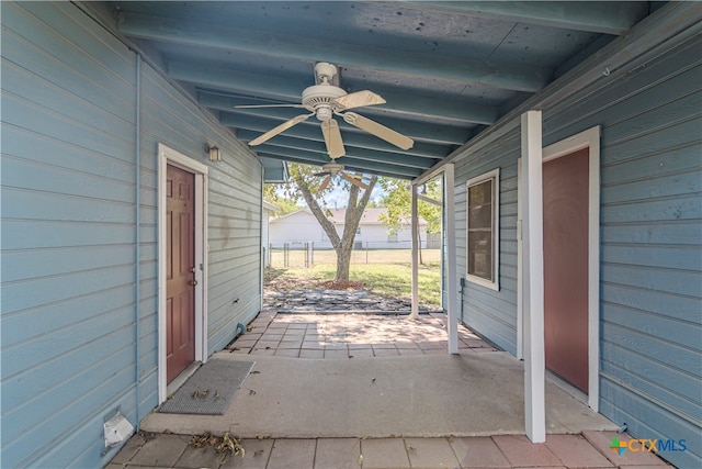 view of patio / terrace with ceiling fan