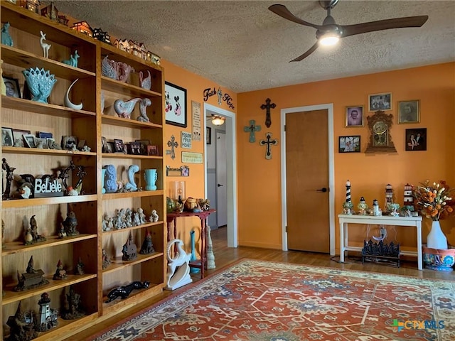 1101 S 17th St, Copperas Cove, TX 76522 - entryway with ceiling fan, a textured ceiling, and wood finished floors