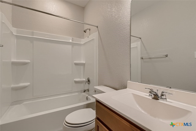 full bathroom featuring vanity, toilet, and tub / shower combination