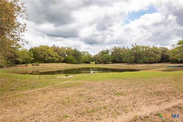view of yard with a water view
