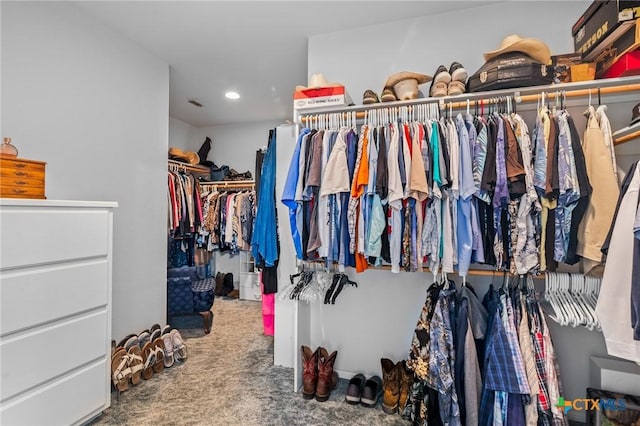spacious closet with carpet floors