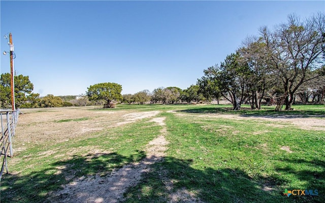 view of yard with fence and a rural view