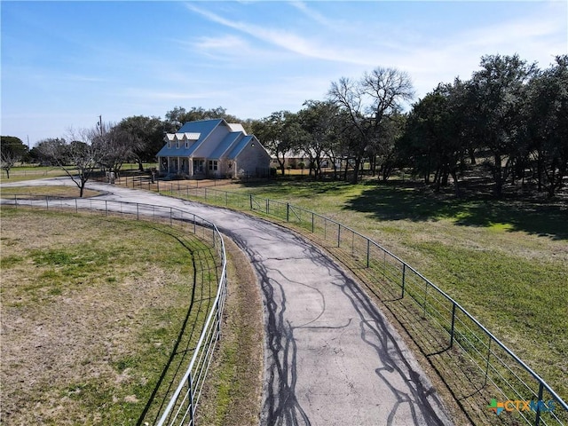 view of road with a rural view