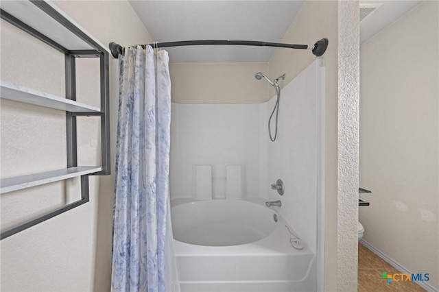3810 John Haedge Dr, Killeen, TX 76549 - bathroom with shower / bath combo and tile patterned flooring