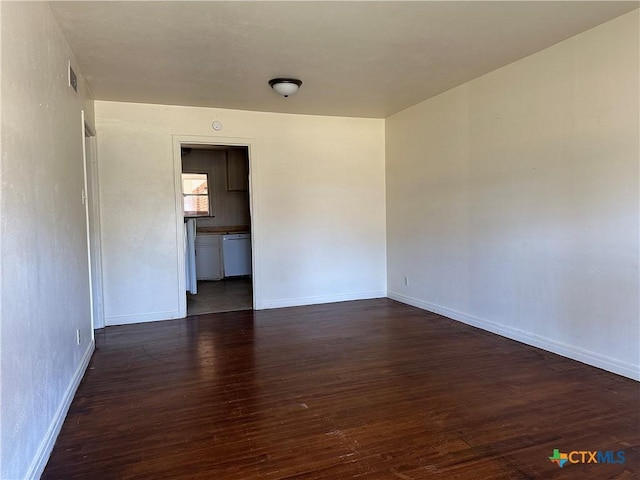 empty room featuring dark hardwood / wood-style floors