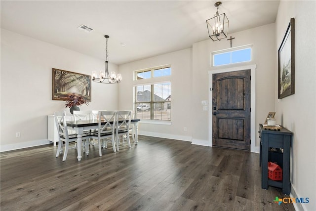 837 Gallant Fox Rd, Hewitt, TX 76643 - dining space with a chandelier, healthy amount of natural light, and dark wood-style floors