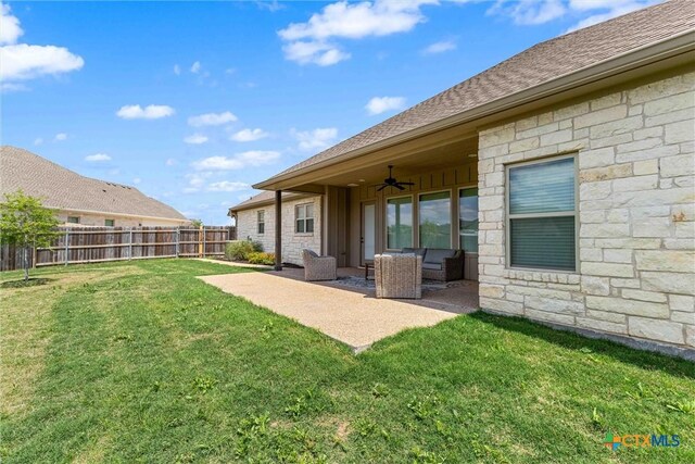 837 Gallant Fox Rd, Hewitt, TX 76643 - view of yard featuring a ceiling fan, an outdoor hangout area, and a patio