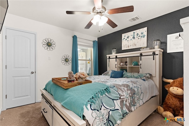 1037 Declaration Dr, Copperas Cove, TX 76522 - carpeted bedroom featuring a ceiling fan and a textured wall