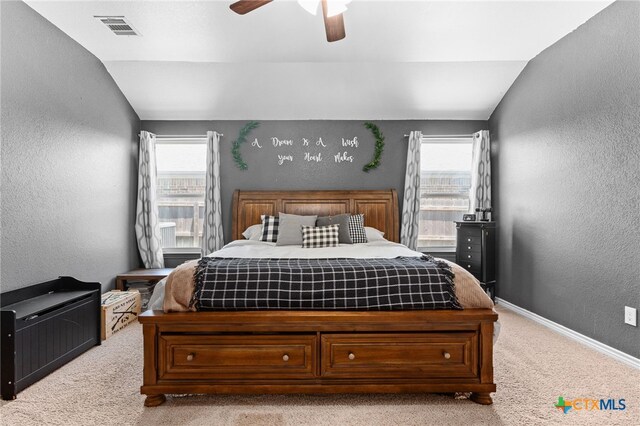 1037 Declaration Dr, Copperas Cove, TX 76522 - bedroom featuring vaulted ceiling, a textured wall, light colored carpet, multiple windows, and baseboards