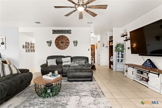 1037 Declaration Dr, Copperas Cove, TX 76522 - living area with light tile patterned floors and ceiling fan