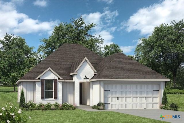 169 Arvil Dr, Killeen, TX 76542 - view of front facade featuring an attached garage, a front lawn, brick siding, and roof with shingles
