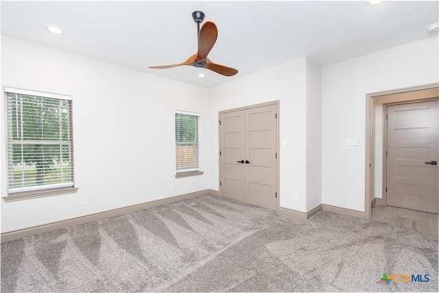 6864 Moffat Loop, Temple, TX 76502 - unfurnished bedroom with baseboards, a ceiling fan, carpet flooring, and recessed lighting