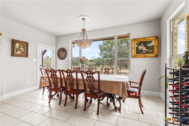 view of tiled dining room