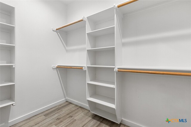 spacious closet featuring light hardwood / wood-style floors