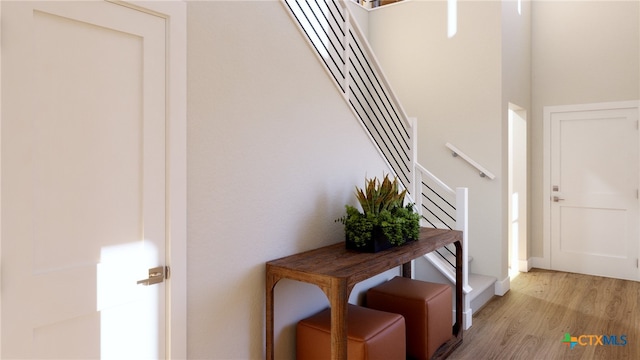 foyer with light hardwood / wood-style flooring