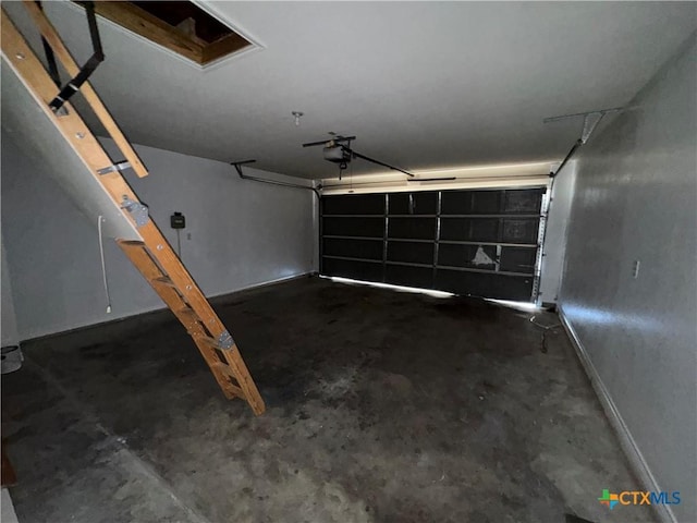 garage with a garage door opener