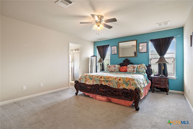 326 Comal Run, Hutto, TX 78634 - carpeted bedroom with multiple windows and ceiling fan