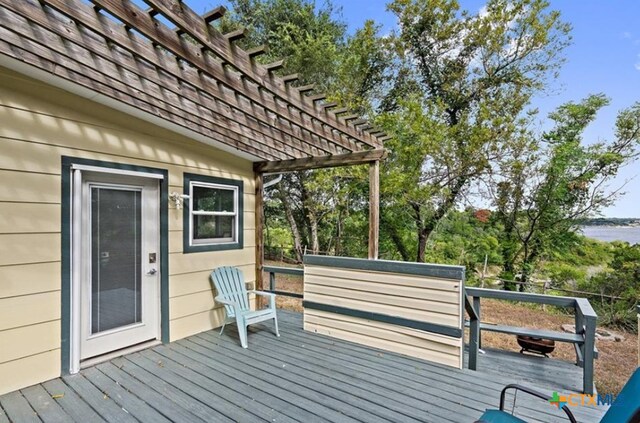 deck featuring a pergola