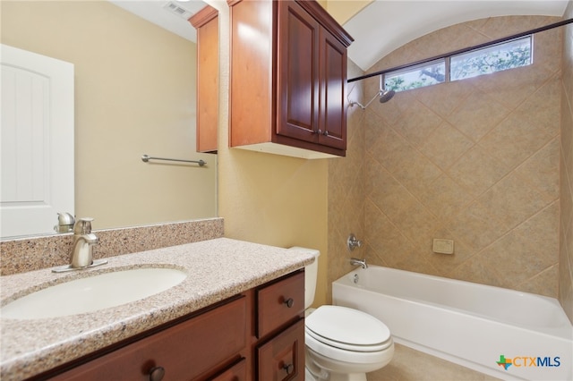 12109 Bryony Dr, Austin, TX 78739 - bathroom featuring vanity, tub / shower combination, and toilet