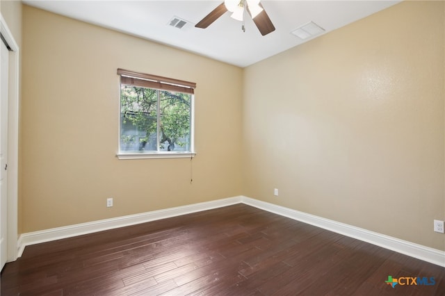 12109 Bryony Dr, Austin, TX 78739 - spare room with ceiling fan, dark wood finished floors, and baseboards
