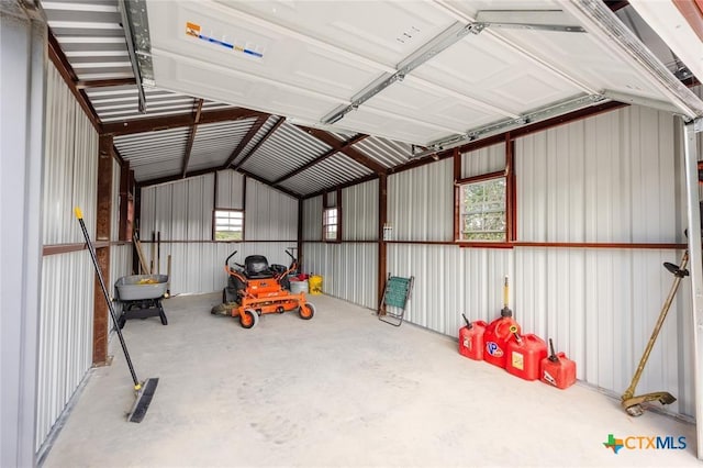 garage featuring metal wall