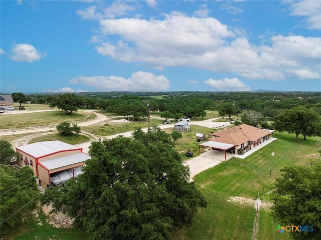 aerial view featuring a rural view