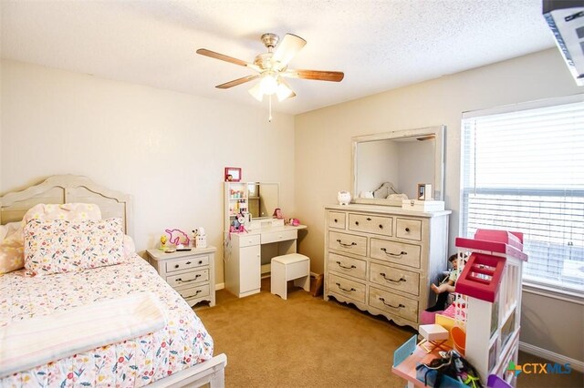 209 Brookway Dr, Killeen, TX 76542 - bedroom with light colored carpet and ceiling fan