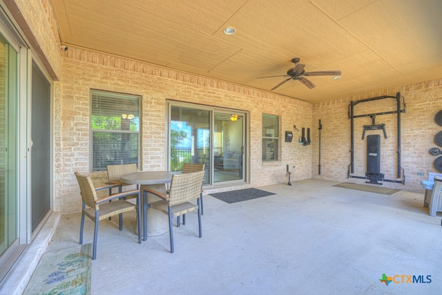 view of patio with ceiling fan