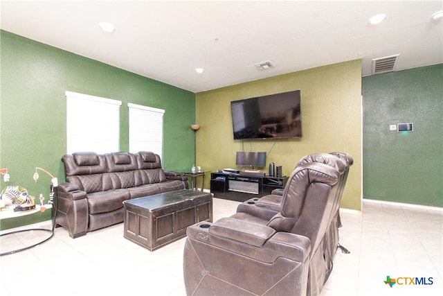 view of tiled living room