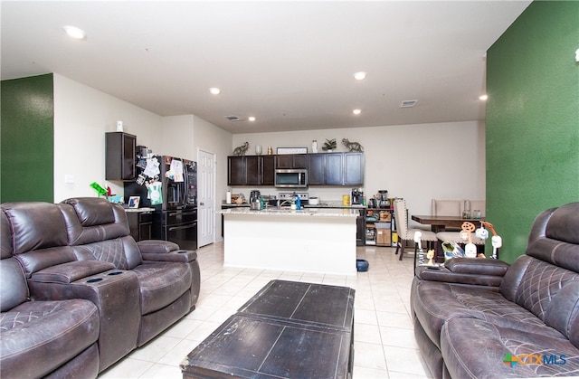 view of tiled living room