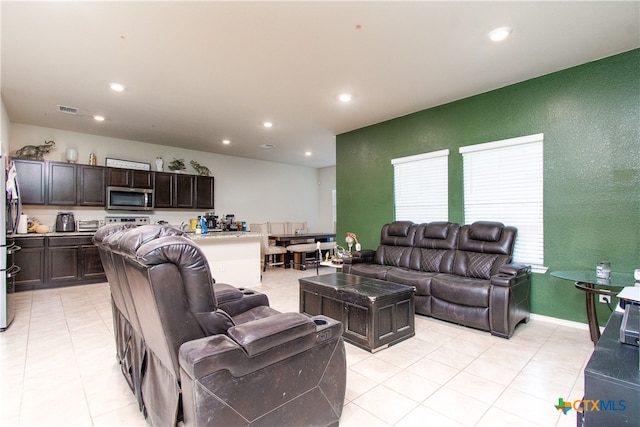 view of tiled living room