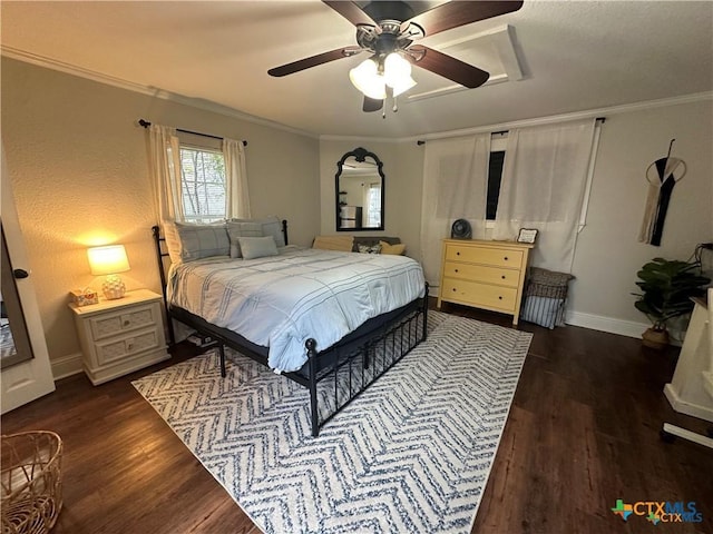 610 N 7th St, Temple, TX 76501 - bedroom featuring wood finished floors, crown molding, and ceiling fan