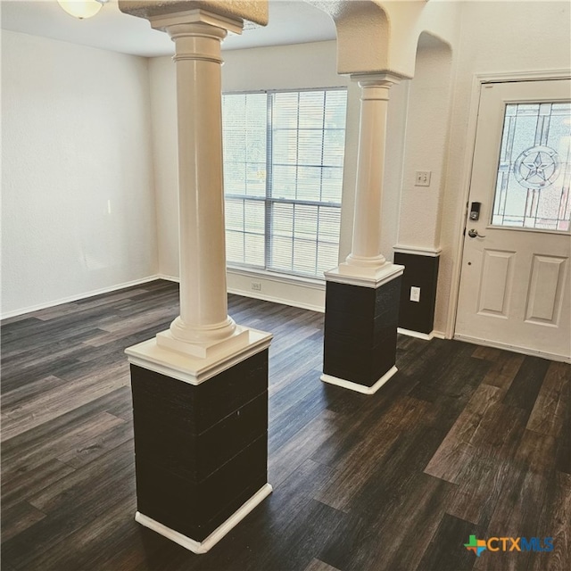 foyer entrance featuring dark wood-type flooring and a healthy amount of sunlight